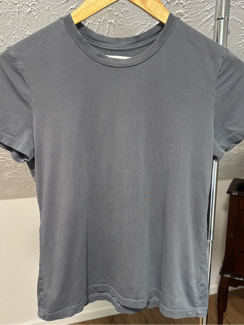 Rowan Tyler crewneck tee in charcoal grey. Size small. Made in USA